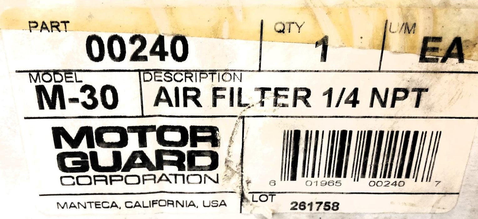 Motor Guard Compressed Air Filter W/ Filter Element M30/M723 NOS
