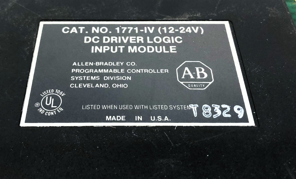 Allen-Bradley DC Driver Logic Input Module W/ Swing Arm 1771-IV (1771-WA) USED