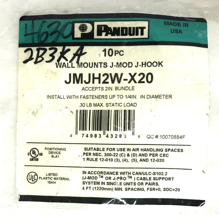 Panduit Wall Mount J-MOD J-Hook JMJH2W-X20 [Lot of 5] NOS