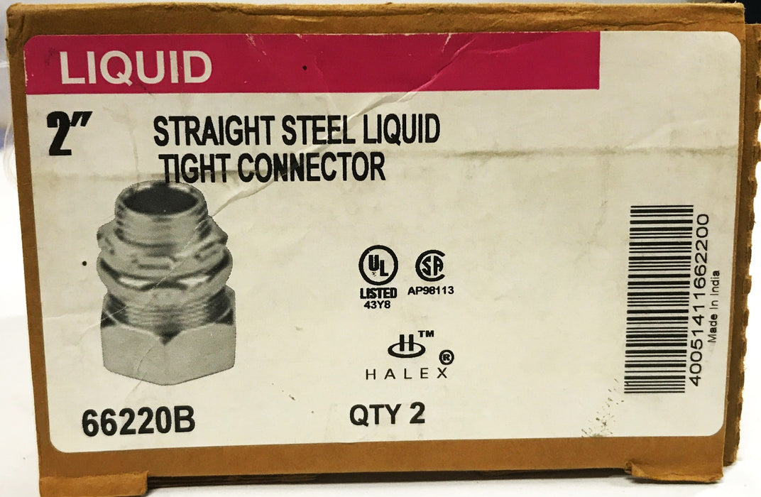 Halex 2 inch Liquid-tight Straight Steel Connector 66220B [Lot of 3] NOS