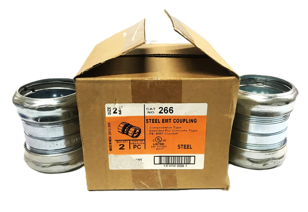 Bridgeport 2-1/2 inch Steel Compression Coupling 266 [Lot of 2] NOS