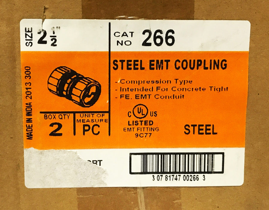 Bridgeport 2-1/2 inch Steel Compression Coupling 266 [Lot of 2] NOS