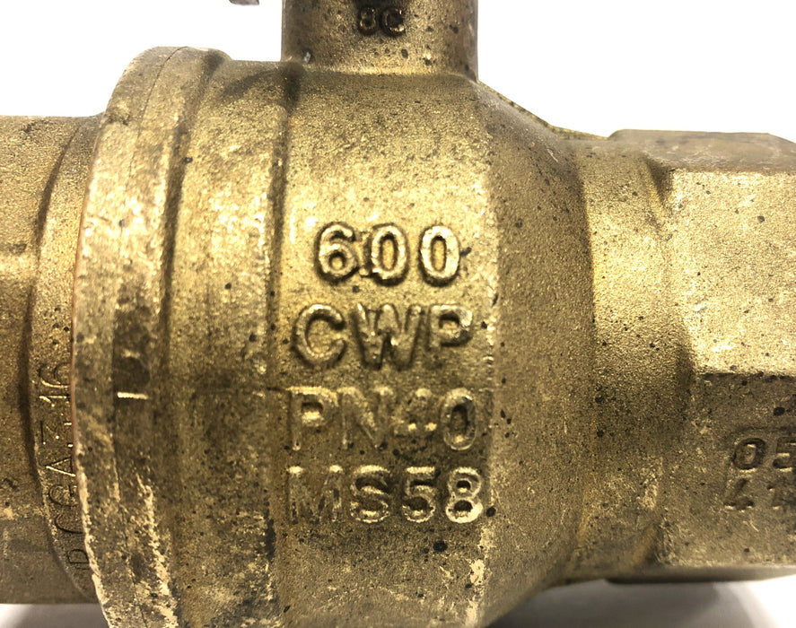 Rub 1-1/2 Inch Brass Ball Valve 600 CWP PN40MS58 NOS