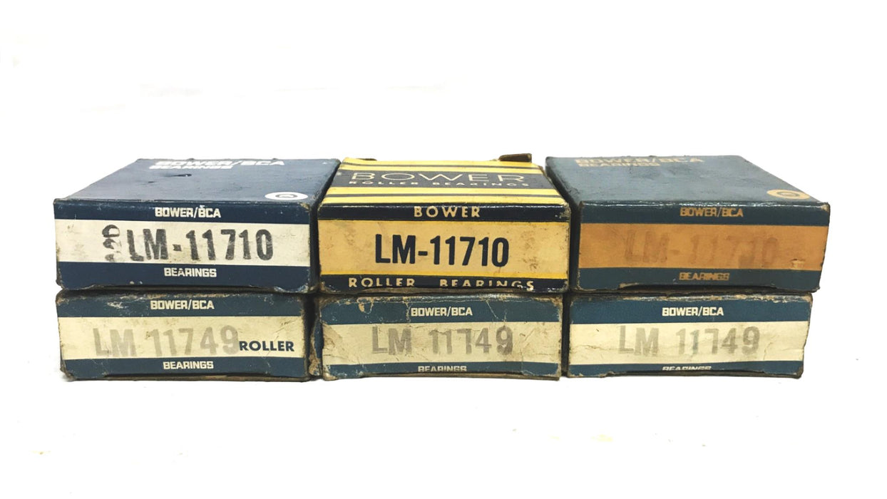 Bower/Tyson Tapered Roller Bearing Cone and Cup LM11749/LM11710 [Lot of 3] NOS