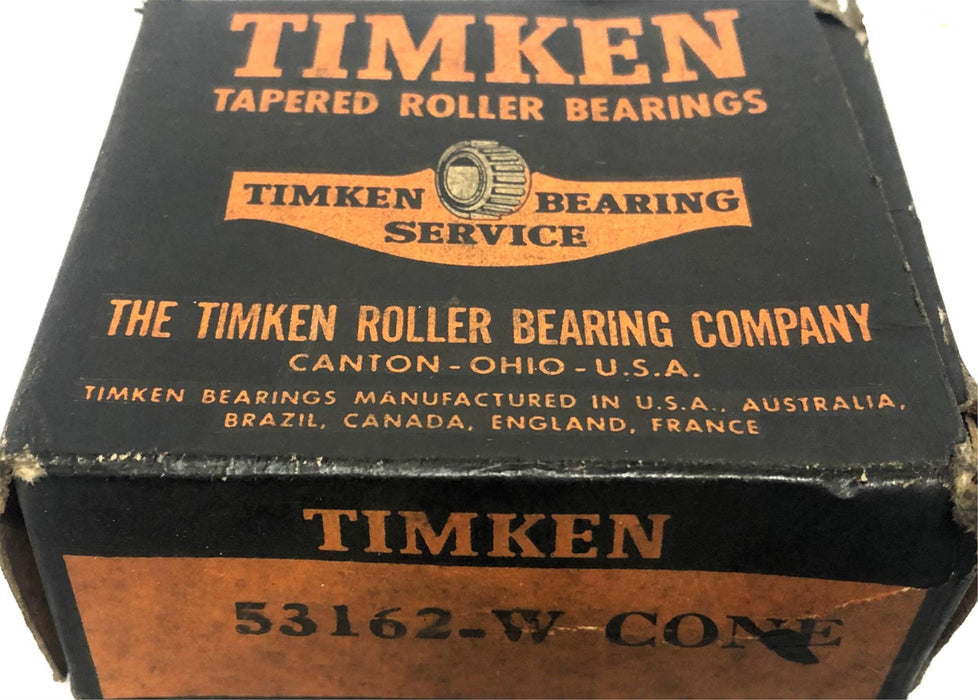 Timken Tapered Roller Bearing Cone 53162W NOS