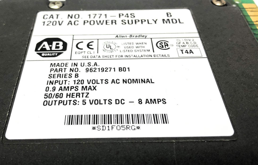 Allen-Bradley Series B 120V Power Supply MDL 1771-P4S(B) (96219271 B01) USED