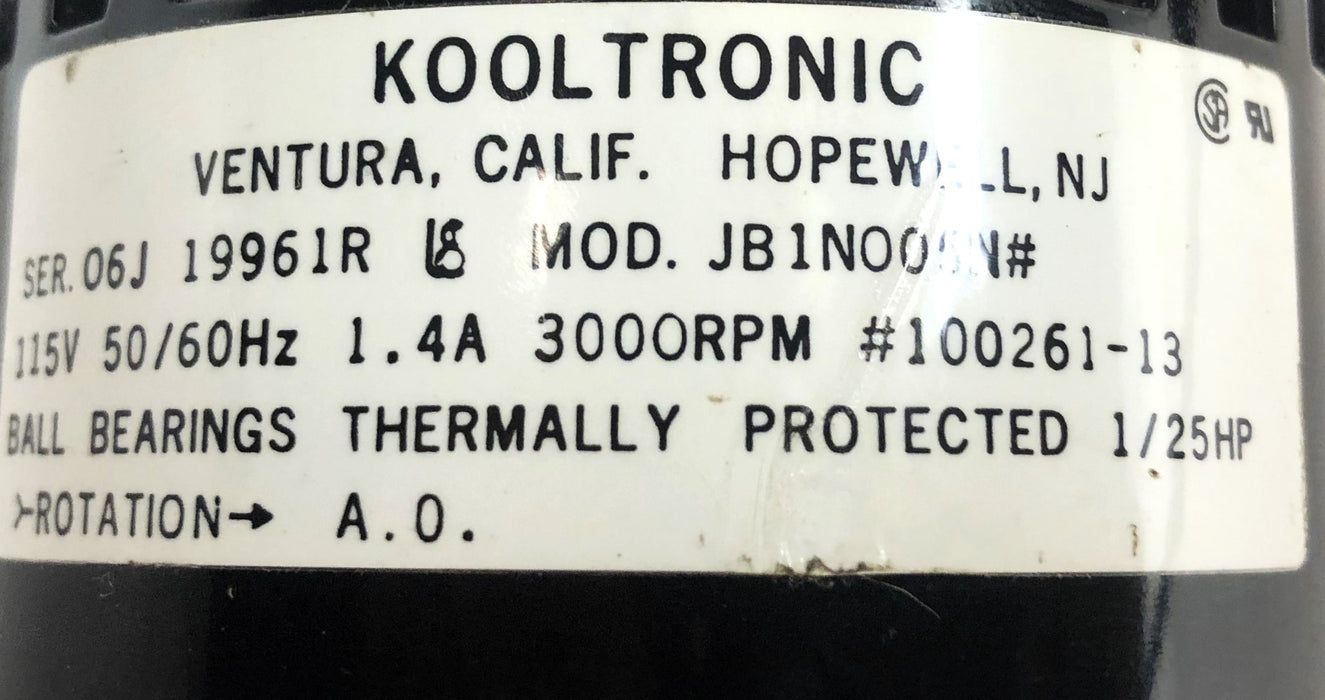 Kooltronic 3000 RPM 115V 50/60HZ Blower Motor 100261-13 NOS