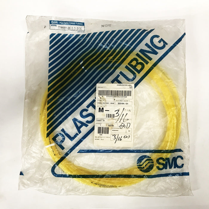 SMC Yellow Polyurethane Tubing 3/16 inch x 66 feet (20m) TIUB05Y-20 NOS