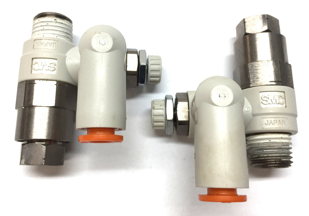SMC 3/8"(f) x 9/16"(m) x 1/4" Flow Control Check Valve ASP430F [Lot of 2] NOS