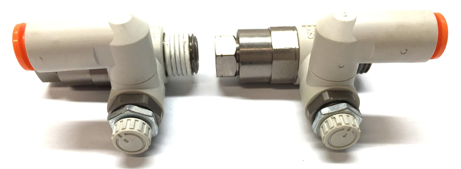 SMC 3/8"(f) x 9/16"(m) x 1/4" Flow Control Check Valve ASP430F [Lot of 2] NOS