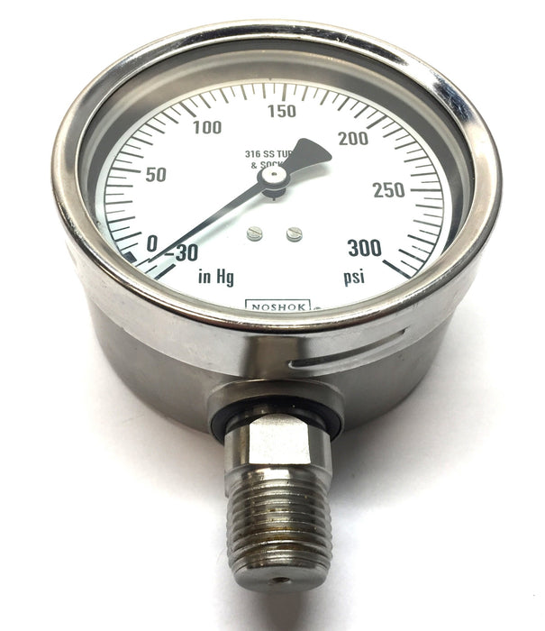 Noshok 316 SS Tube and Socket Gauge -30 in Hg/300psi USED