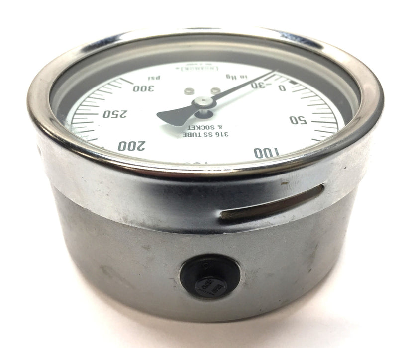 Noshok 316 SS Tube and Socket Gauge -30 in Hg/300psi USED