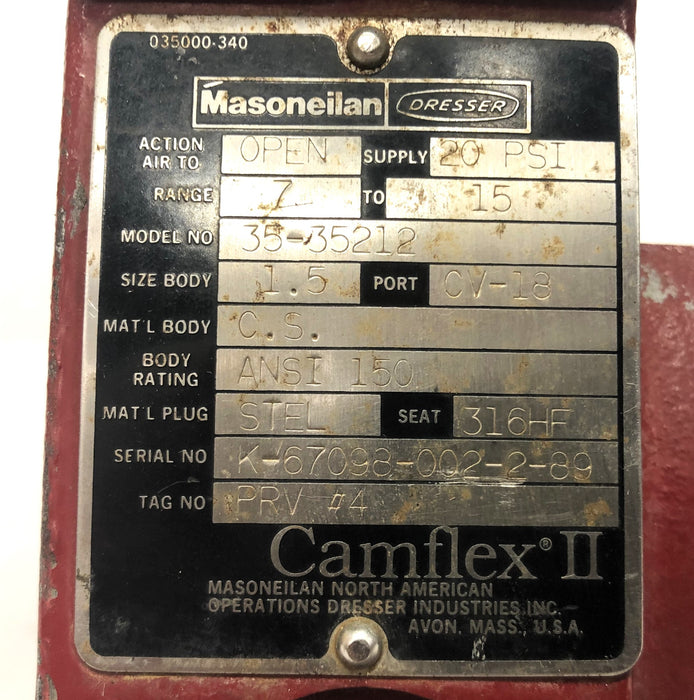 Masoneilan 1-1/2 Inch Camflex 2 Control Valve 35-35212 REFURBISHED