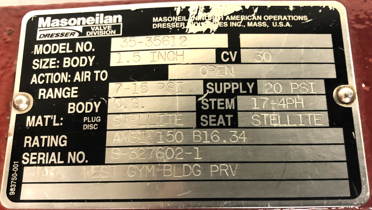 Masoneilan 1-1/2 Inch Camflex 2 Control Valve 35-35612 REFURBISHED