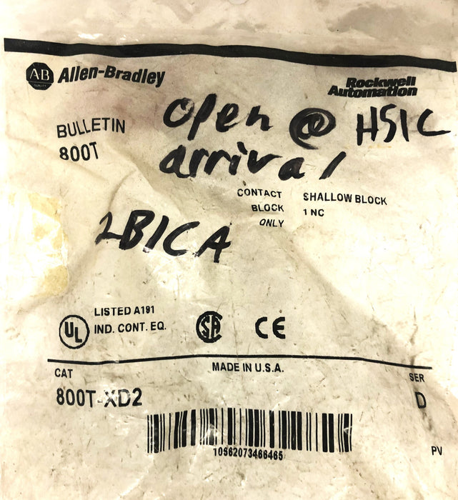 Allen Bradley Series C And Series D Contact Block 800T-XD2 [Lot of 2] NOS