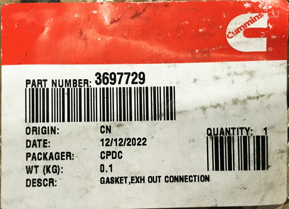 Cummins Cummins Exhaust Outlet Gasket 3697729 NOS
