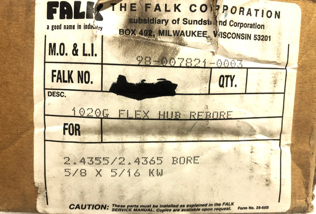 Falk 1020G Seal End Hub 2.4355 inch Bore 98007821 NOS