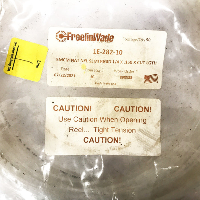 FreelinWade Semi-Rigid Polyurethane Tubing 1/4 inch x 50 feet 1E-282-10 NOS