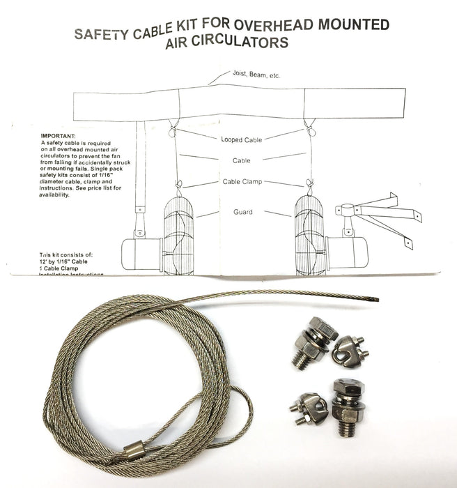 Unbranded Safety Cable Kit for Overhead Mounted Air Circulator NOS