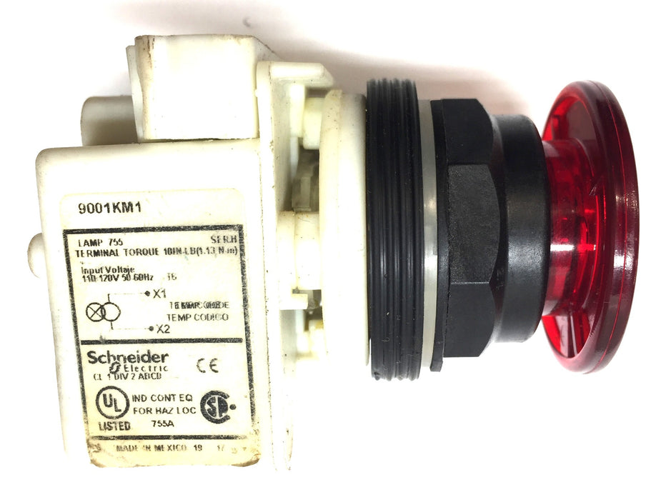 Schneider Electric 110-120v 50-60Hz Red Push Button 9001KM1 USED