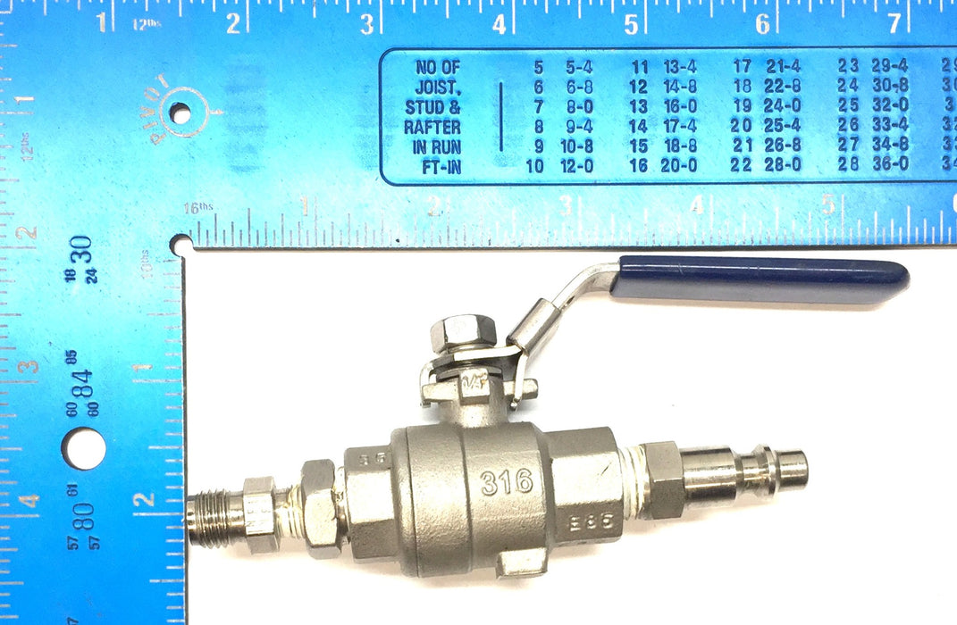 Tru-Flo 7/16"-20 x Quick Connect Ball Flow Control Valve 1000WOG (316) NOS