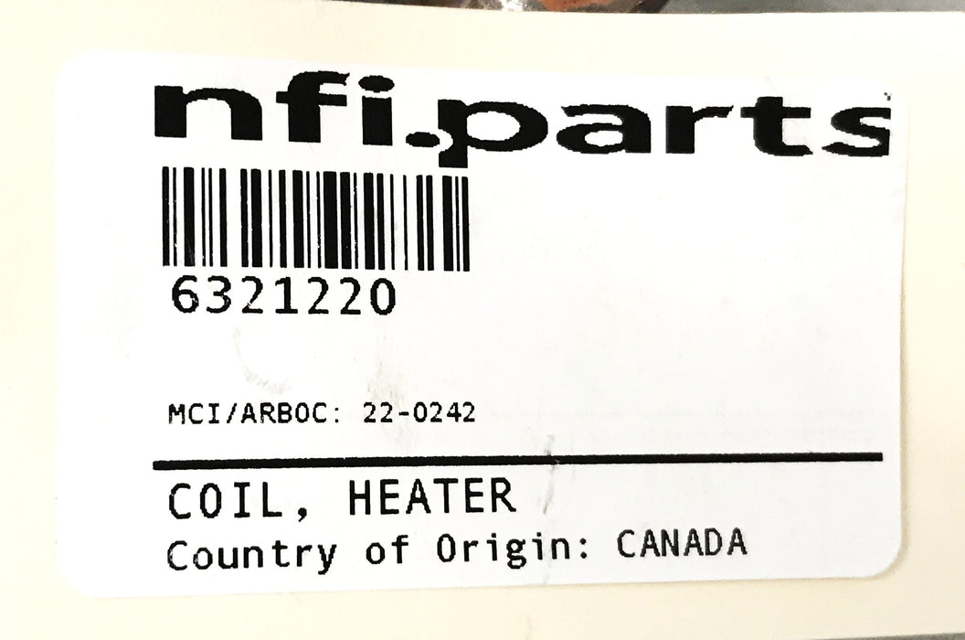 New Flyer MCC R/S Center Heat Coil 6321220 NOS