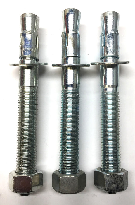 Powers 1" x 9" Steel Wedge Anchor with Nut and Washer [Lot of 3] NOS