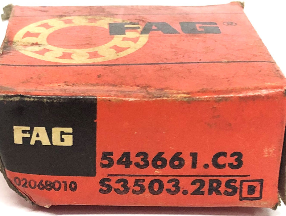 FAG Single Row Rubber Shielded Ball Bearing 543661.C3 (S3503.2RS) [Lot of 3] NOS