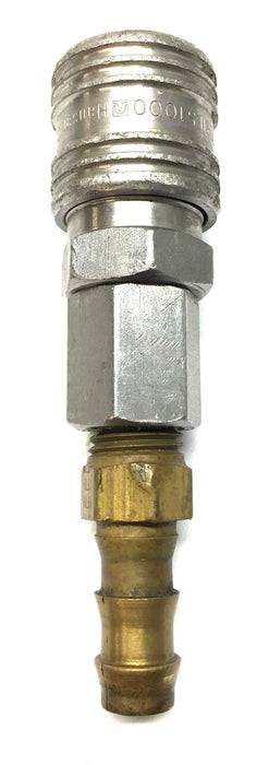 Hansen Steel Body 1/2" Brass Thread Quick Connect Barb Adapter Series 1000 USED
