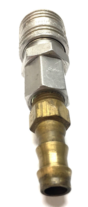 Hansen Steel Body 1/2" Brass Thread Quick Connect Barb Adapter Series 1000 USED