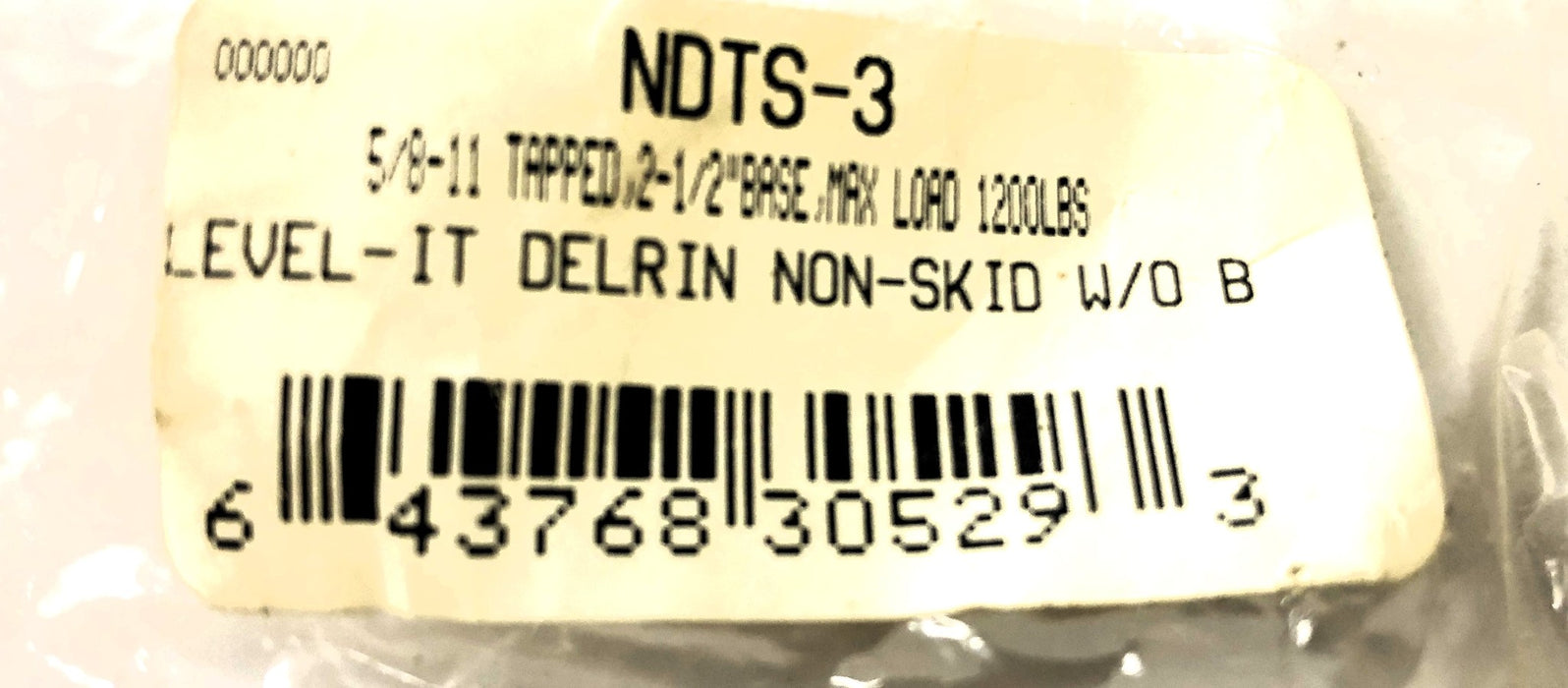 Delrin Level-It Non-Skid W/O B 5/8-11 inch Tapped NDTS-3 [Lot of 2] NOS