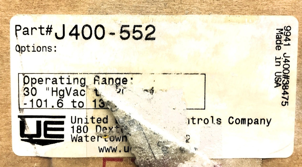 United Electric Controls Pressure Switch J400-552 NOS