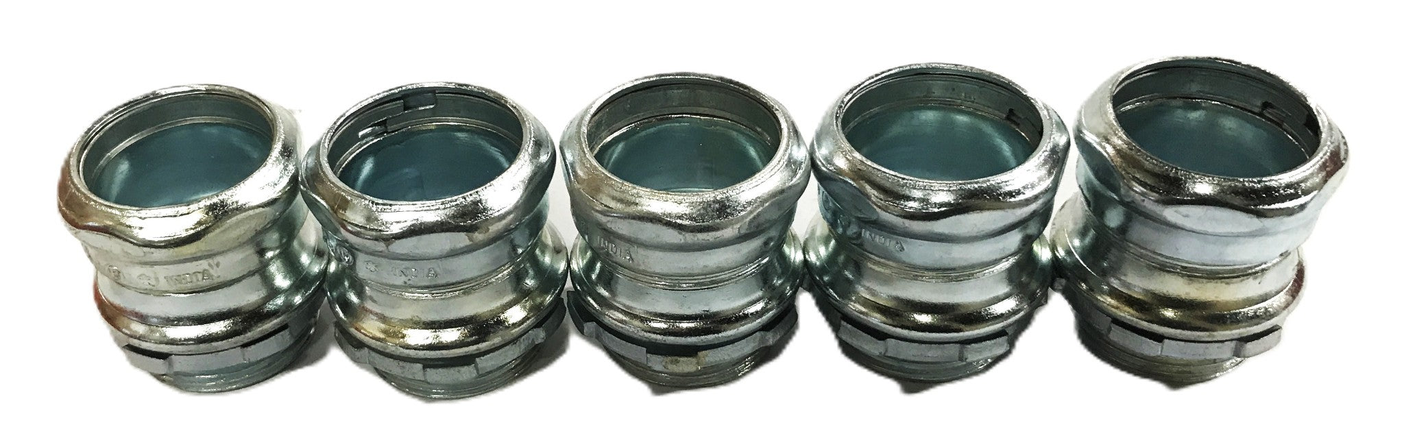 Unbranded 1-1/4 inch Steel Conduit Compression Fitting [Lot of 5] NOS