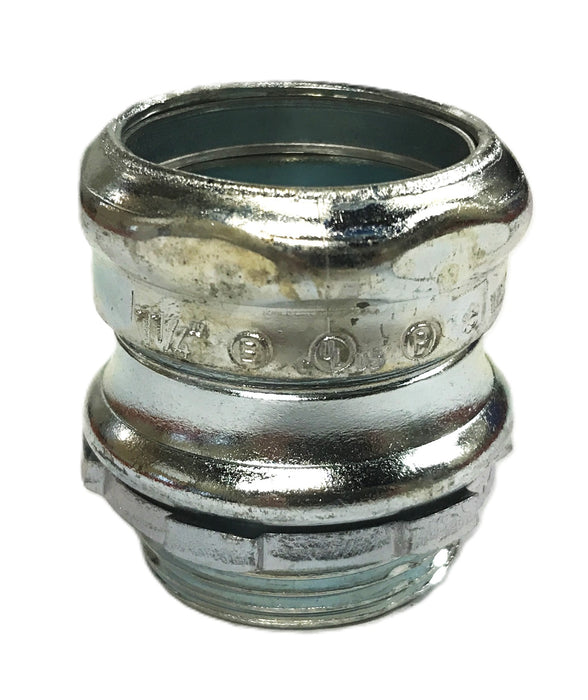Unbranded 1-1/4 inch Steel Conduit Compression Fitting [Lot of 5] NOS
