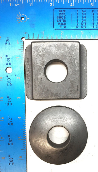 Unbranded Steel 3" x 3" Beveled 1" Bore Square Washer Assembly 10251 (2pcs) USED