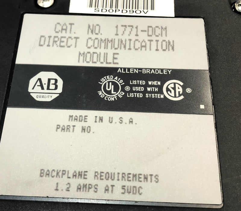 Allen-Bradley Series A Rev G DCM W/ 960205 REV-2 Control Board 1771-DCM NOS