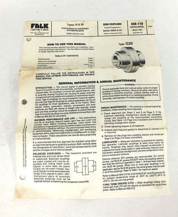 FALK EXP BLT Sleeve With Gasket 1035G20 NOS