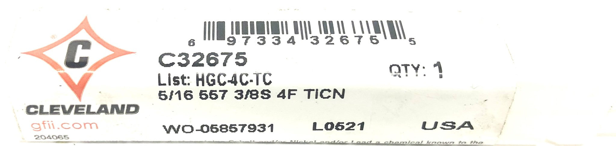 Cleveland 5/16 557 3/8S 4 Flute TICN End Mill C32675 NOS