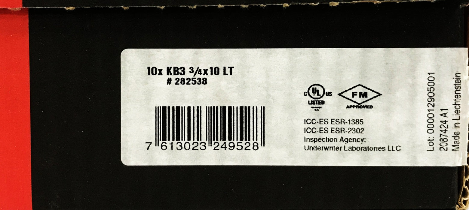 Hilti 3/4 inch x 10 inch Carbon Steel Expansion Anchors 282538 [Lot of 10] NOS