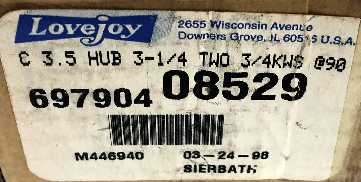 Lovejoy C 3.5 Hub 3-1/4 W/ Two 3/4 Keyways 697904-08529 NOS