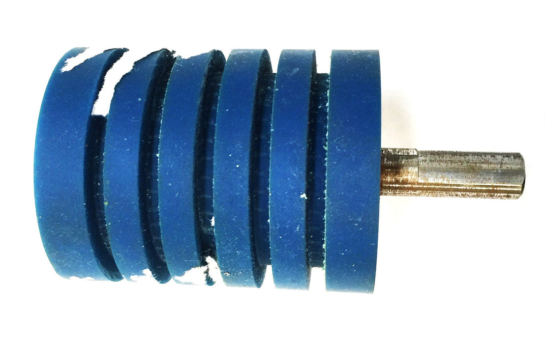 Unbranded 2"x 2-1/4" Blue Rubber Covered Steel Grooved Roller NOS