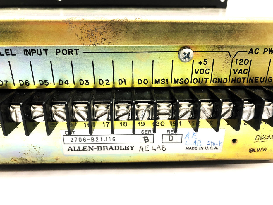 Allen-Bradley Series B Rev D Operator Interface Display Panel 2706-B21J16 USED
