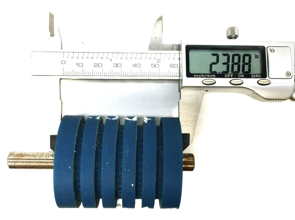 Unbranded 2"x 2-1/4" Blue Rubber Covered Steel Grooved Roller NOS