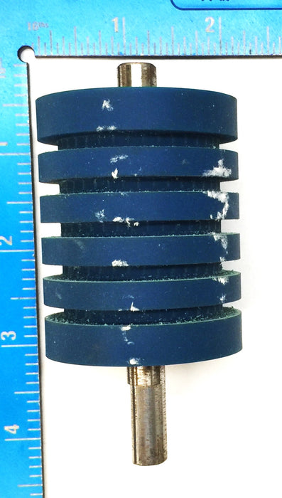 Unbranded 2"x 2-1/4" Blue Rubber Covered Steel Grooved Roller NOS