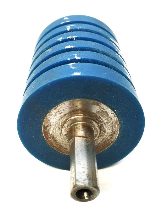 Unbranded 2"x 2-1/4" Blue Rubber Covered Steel Grooved Roller NOS