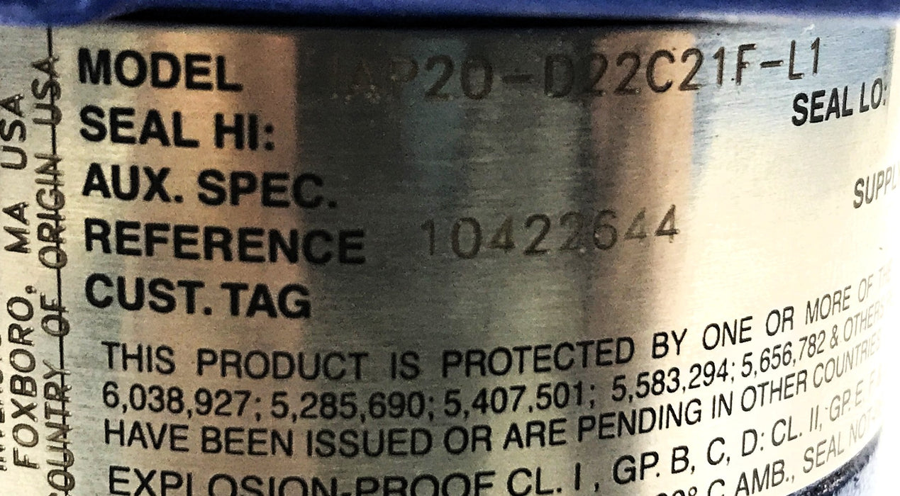 Foxboro Pressure Transmitter IAP20-D22C21F-L1 NOS