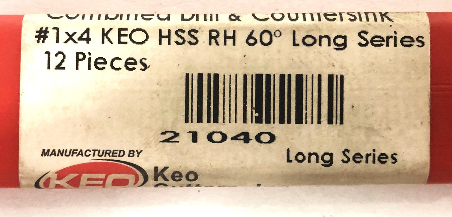 KEO 1x4 HSS RH 60 Degree Combined Drill And Countersink 21040 [Lot of 3] NOS