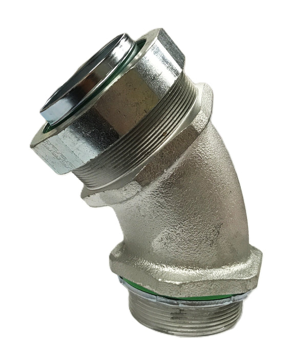 Amfico 45-degree 3-inch Liquid Tight Conduit Compression Elbow NOS