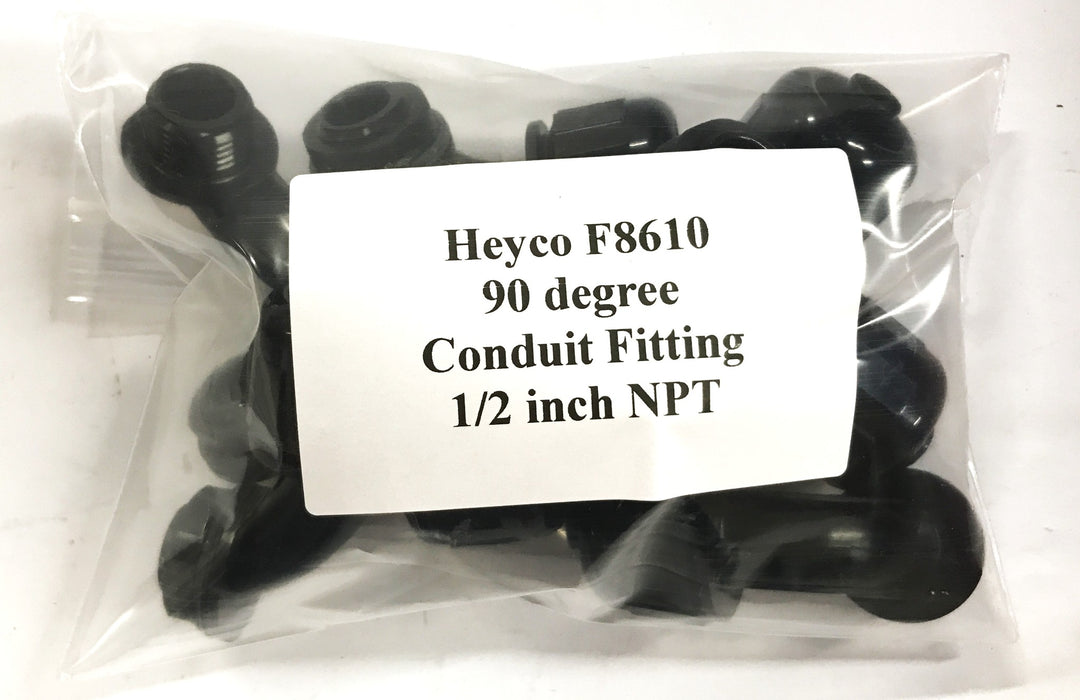 HEYCO 1/2" NPT Liquid Tight 90 degree Sweep Fitting F8610 [Lot of 8] NOS