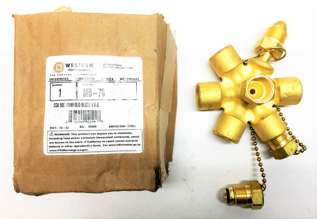 Western Enterprises Brass Manifold Block Assembly MB-70 NOS